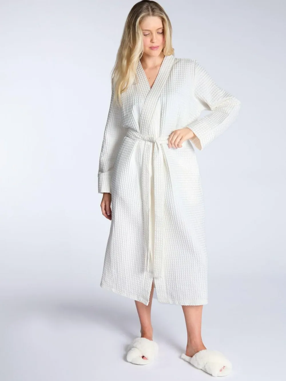 Online Boux Avenue White Long Waffle Robe