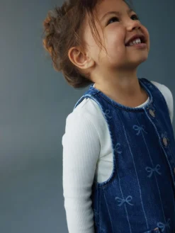 Hot Next Bow Print Sleeveless Denim Jumpsuit (3mths-8yrs)
