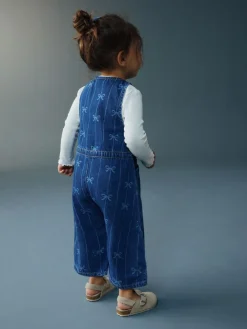 Hot Next Bow Print Sleeveless Denim Jumpsuit (3mths-8yrs)