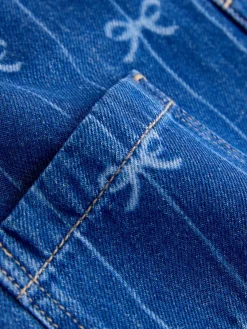 Hot Next Bow Print Sleeveless Denim Jumpsuit (3mths-8yrs)
