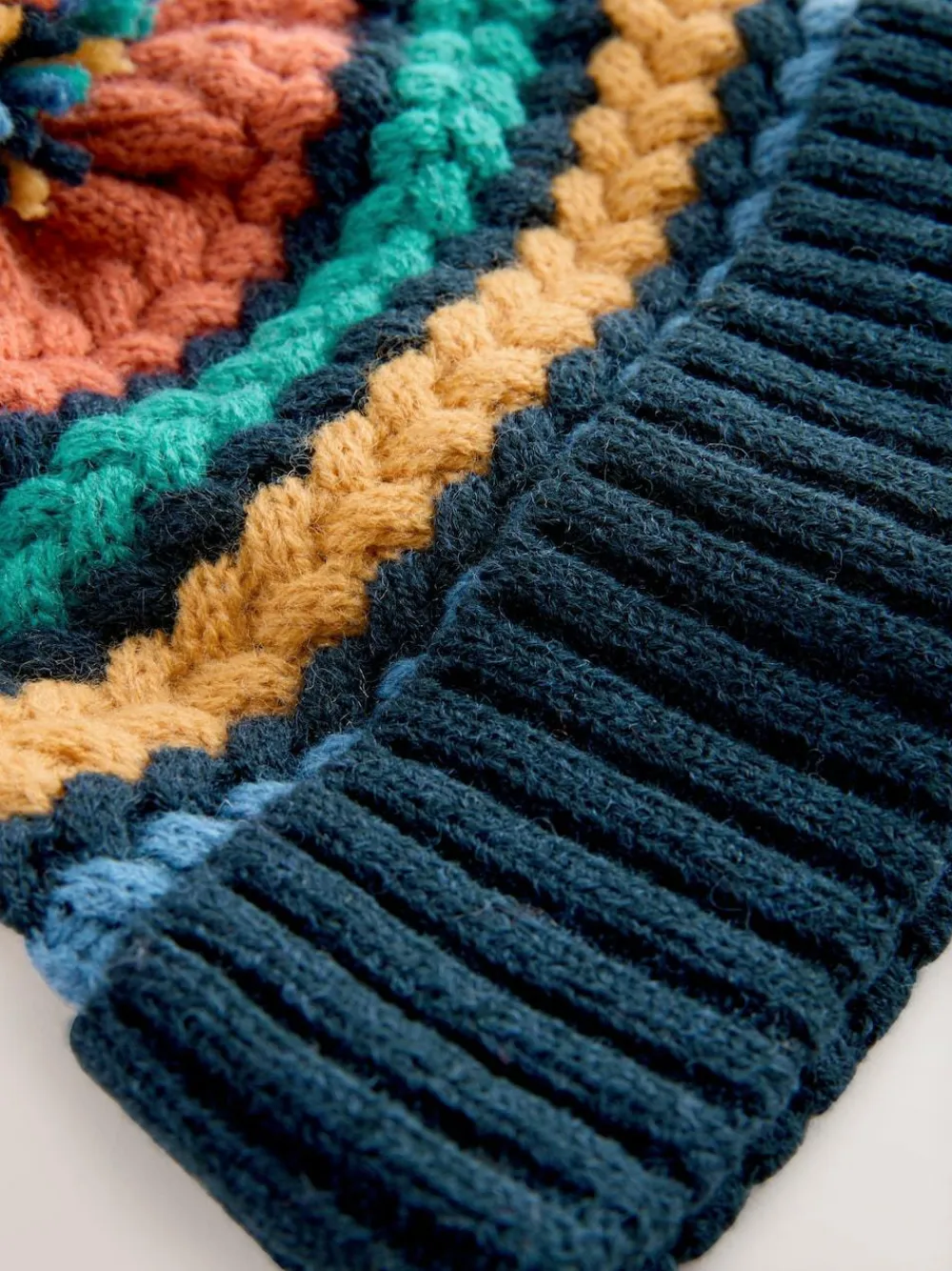 Next Bright Cable Stitched Baby Knitted Hat With Pom (0mths-2yrs)^BOY Hats & Scratch Mitts|Newborn Accessories