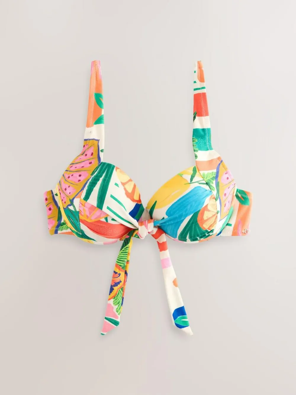 Online Next Bow Front Padded Wired Bikini Top Bright Fruit Stripe