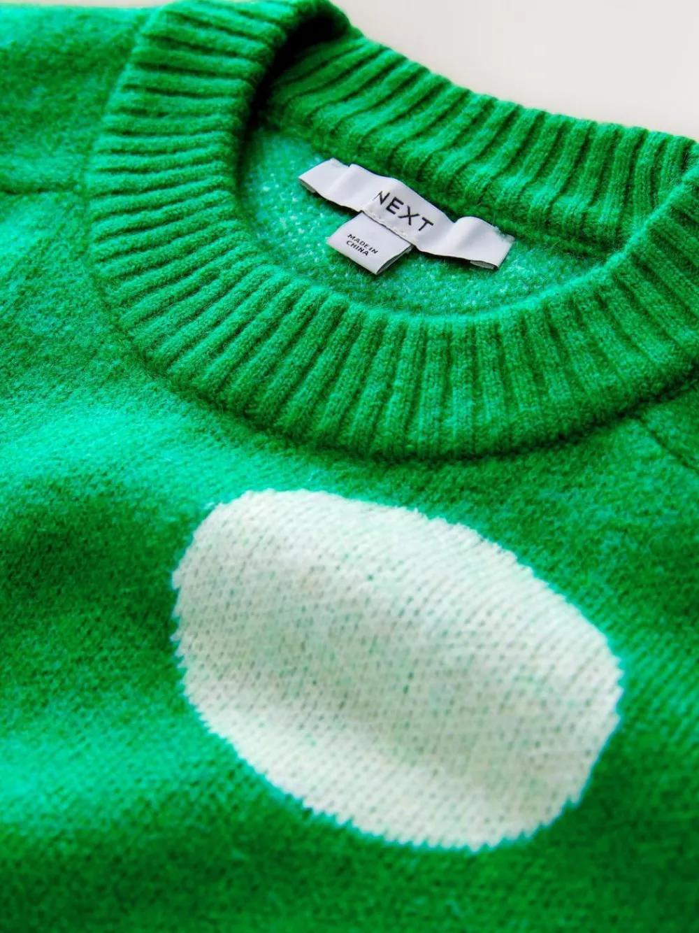 Next Bright Green Spot Crew Neck Knitted Jumper with Wool^Women Knitwear|Knitwear