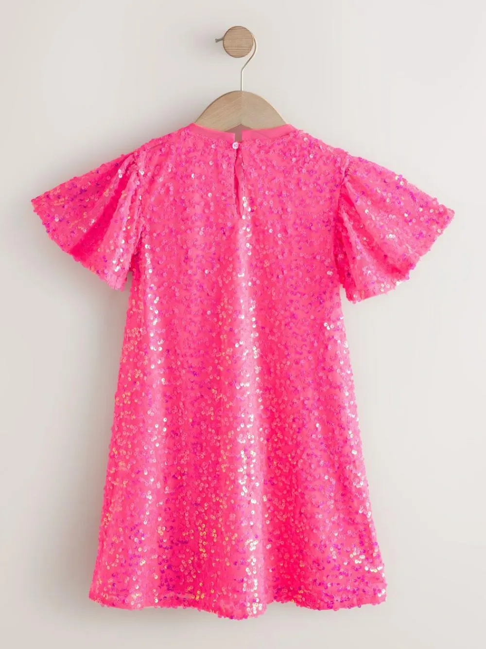 Outlet Next Angel Sleeve Sequin Party Dress (3-16yrs) Bright Pink