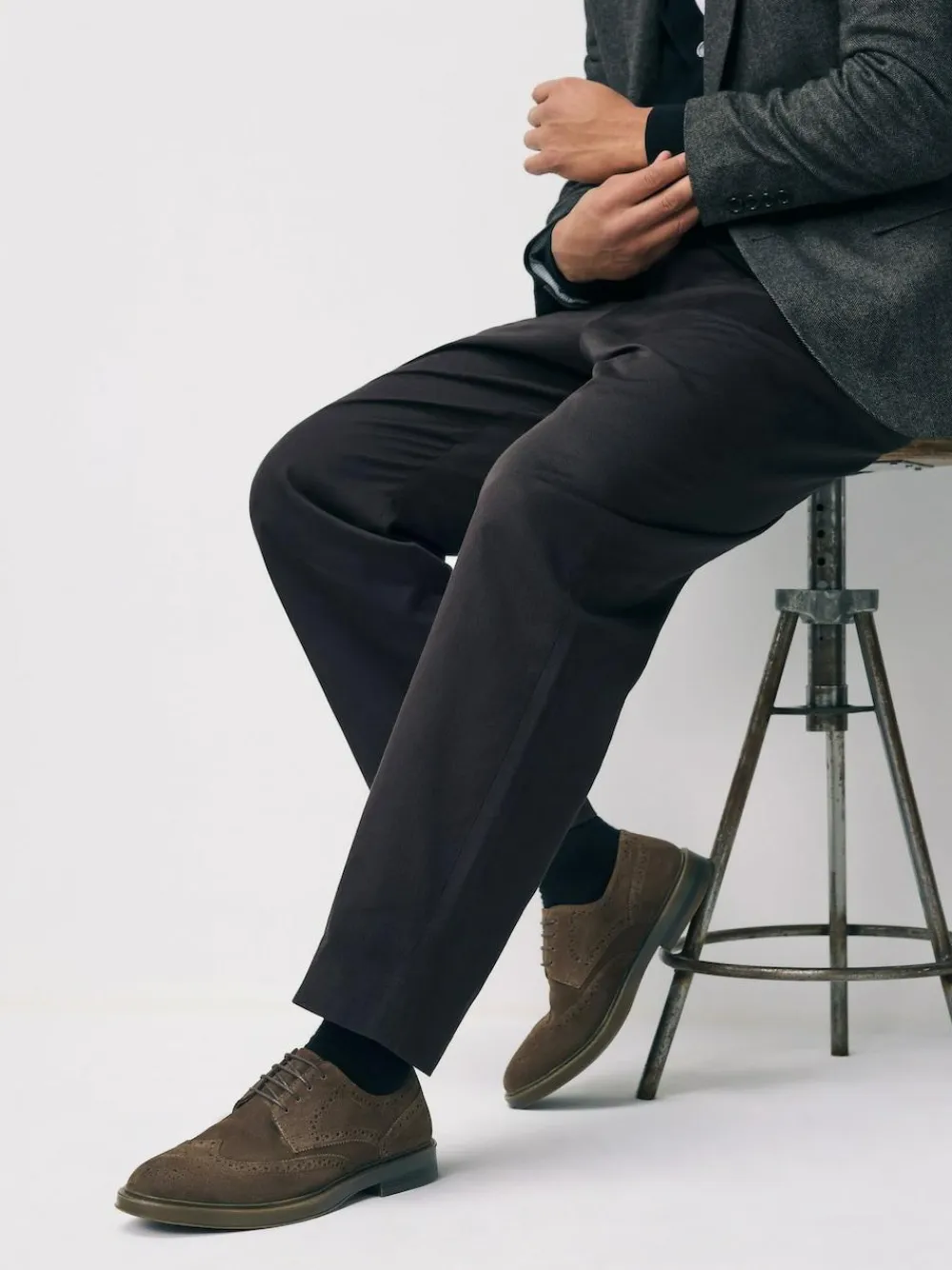 Next Brown Chunky Suede Brogue Shoes^ Shoes