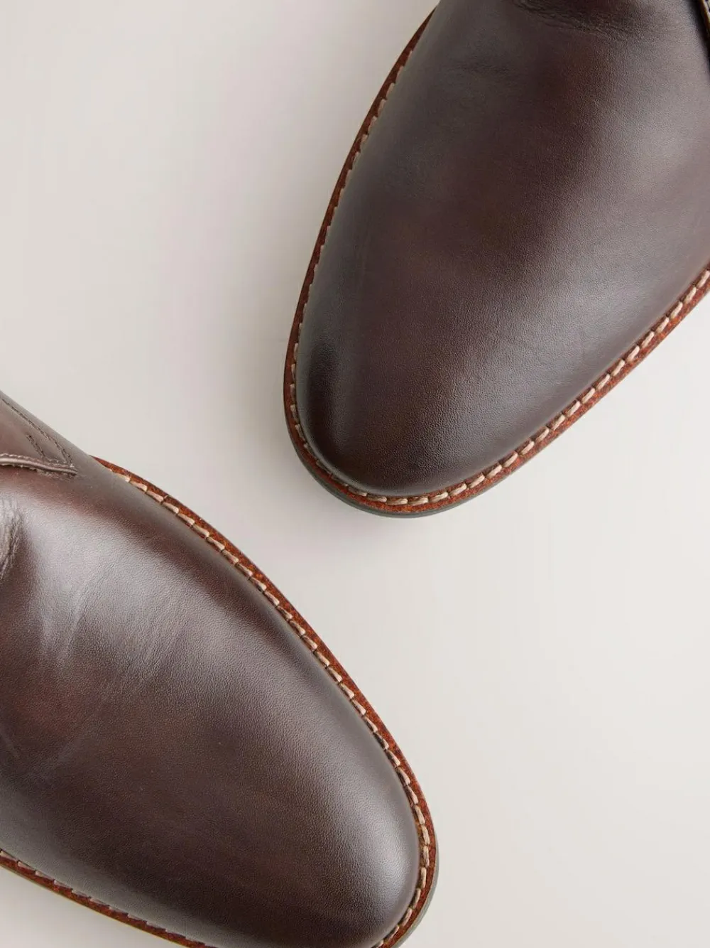 Outlet Next Brown Contrast Sole Leather Chukka Boots