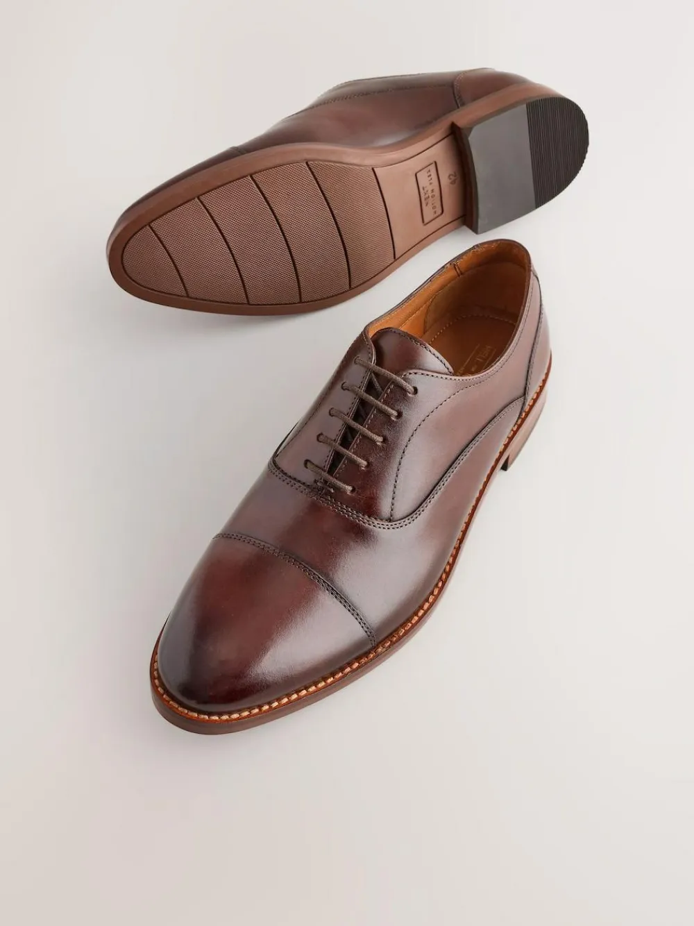 Clearance Next Contrast Sole Leather Oxford Toecap Shoes Brown