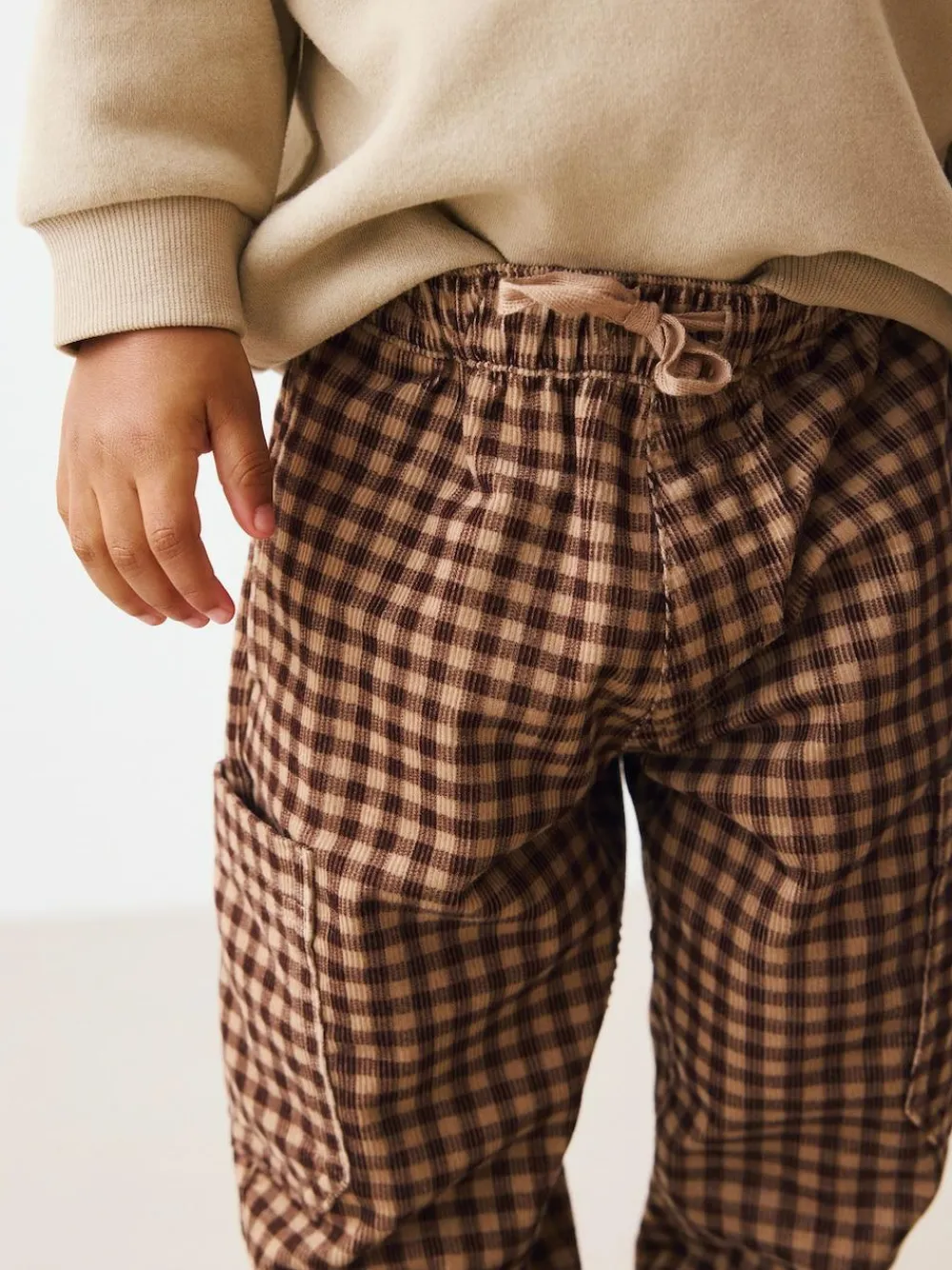 Next Brown Gingham Corduroy Wide Leg Trousers (3mths-7yrs)^BOY Pants & Leggings|Pants & Chinos