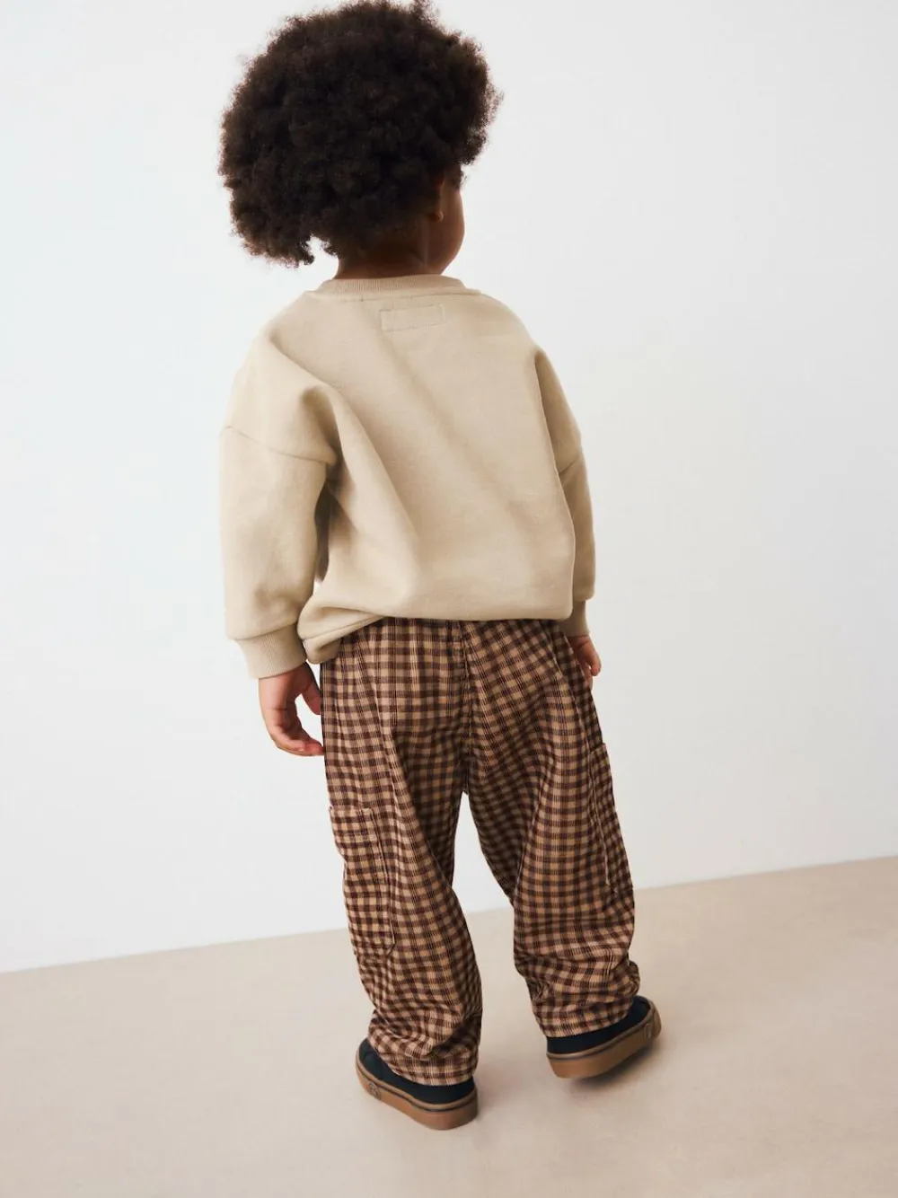 Next Brown Gingham Corduroy Wide Leg Trousers (3mths-7yrs)^BOY Pants & Leggings|Pants & Chinos