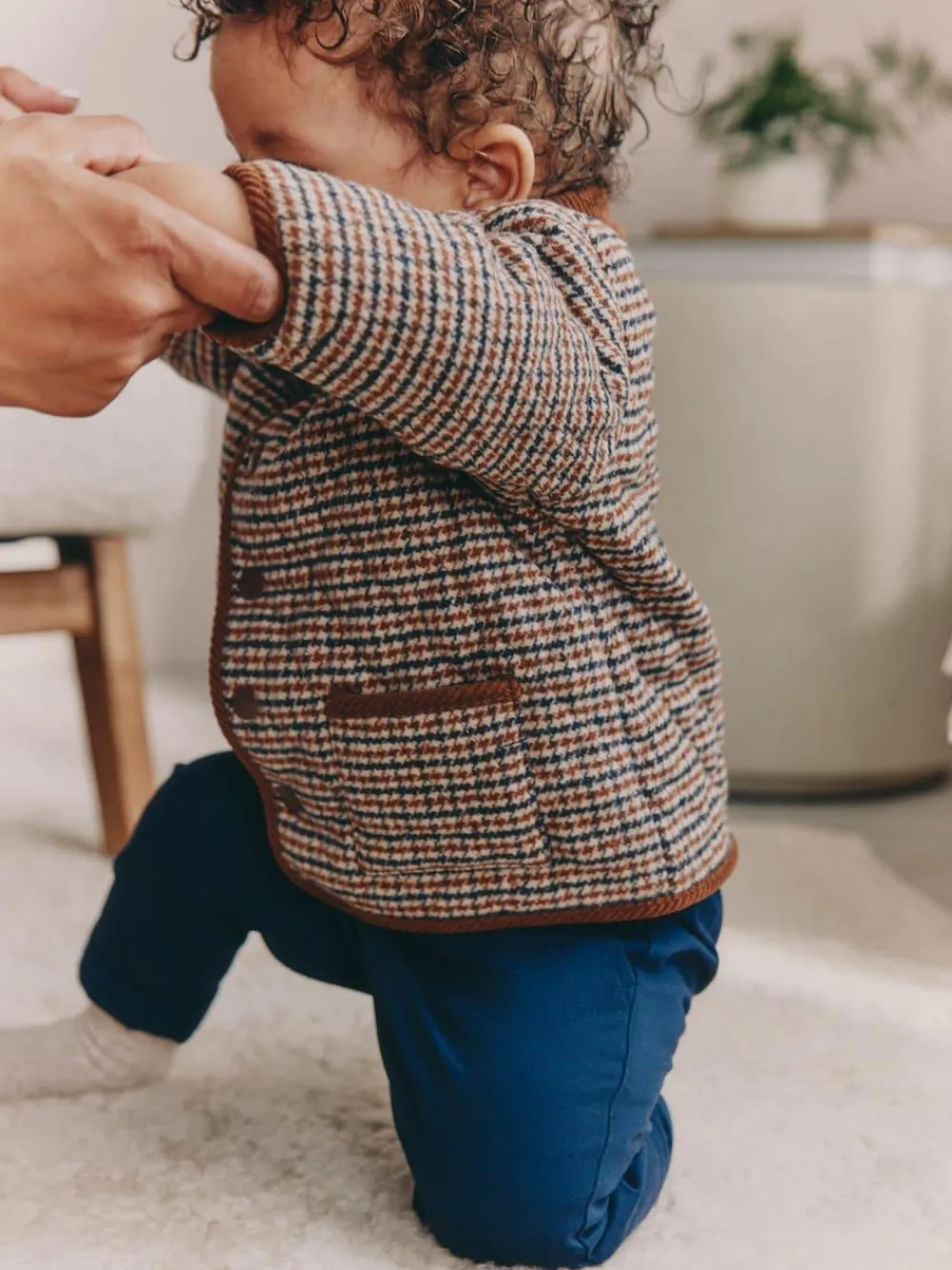 Hot Next Baby Quilted Cord Collar Jacket (0mths-2yrs) Brown Heritage Check