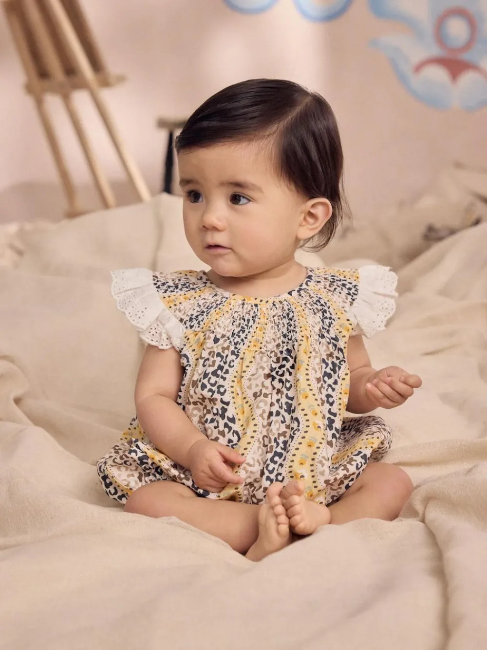 Next 100% Cotton Printed Baby Broderie Romper^ Rompers & Overalls