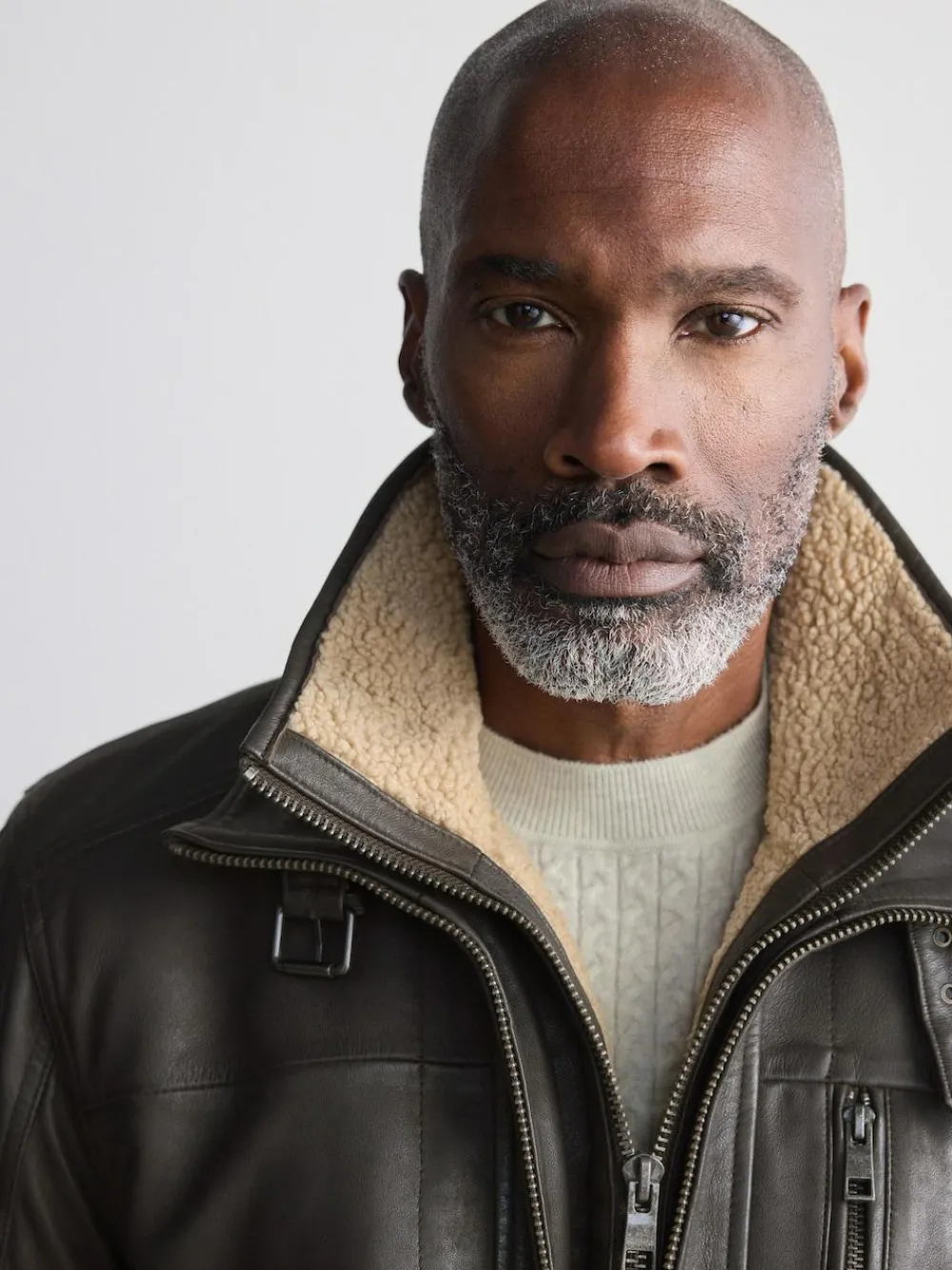 New Next Signature Four Pocket Borg Lined Leather Jacket Brown