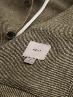 Outlet Next Brown Smart Textured Twill Chore Jacket With Wool