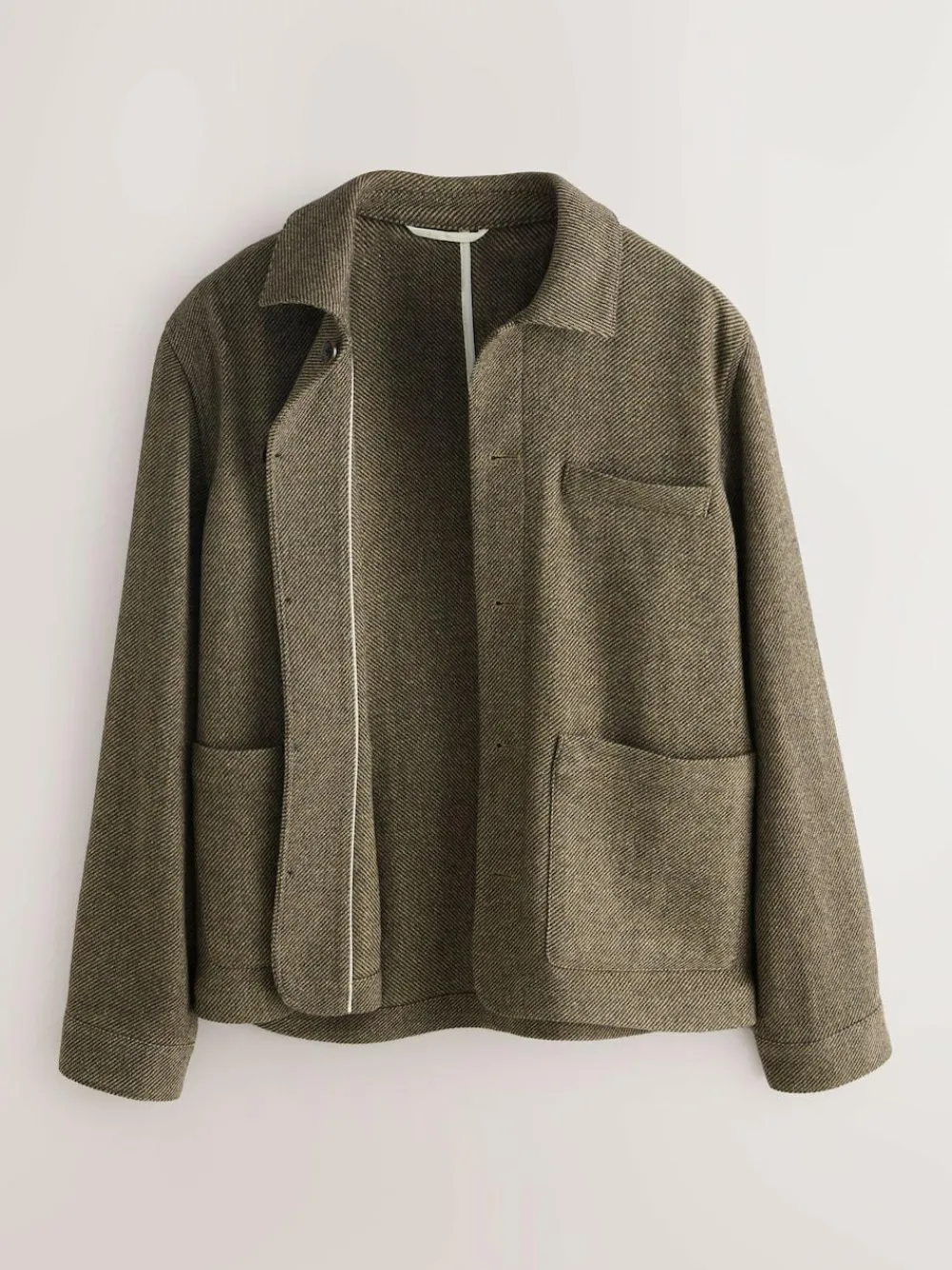 Outlet Next Brown Smart Textured Twill Chore Jacket With Wool