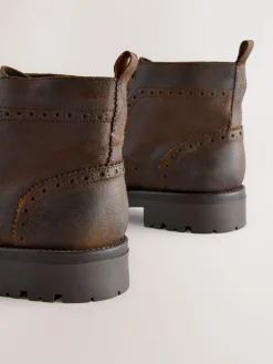 Next Brown Tall Chunky Lace-Up Brogue Boots^ Boots|Boots