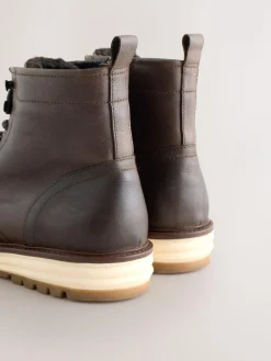 Hot Next Tall Leather Apron Toe Boots Brown