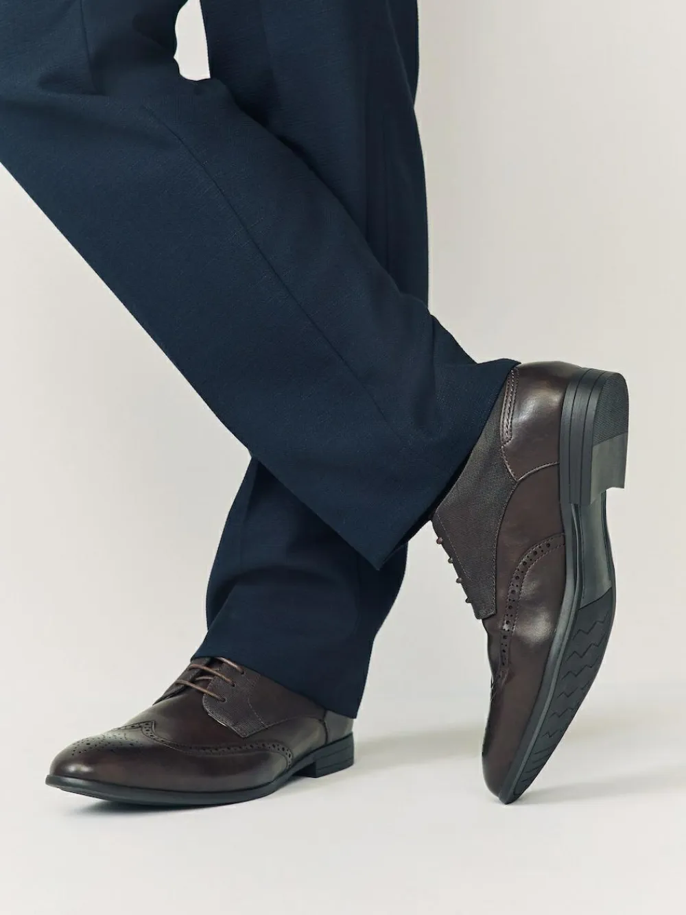 Discount Next Wide Fit Brogue Shoes Brown