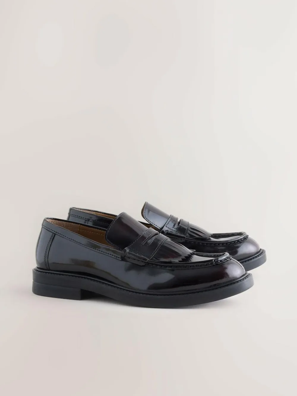 Next Burgundy Red Fringe Penny Loafers^ Shoes