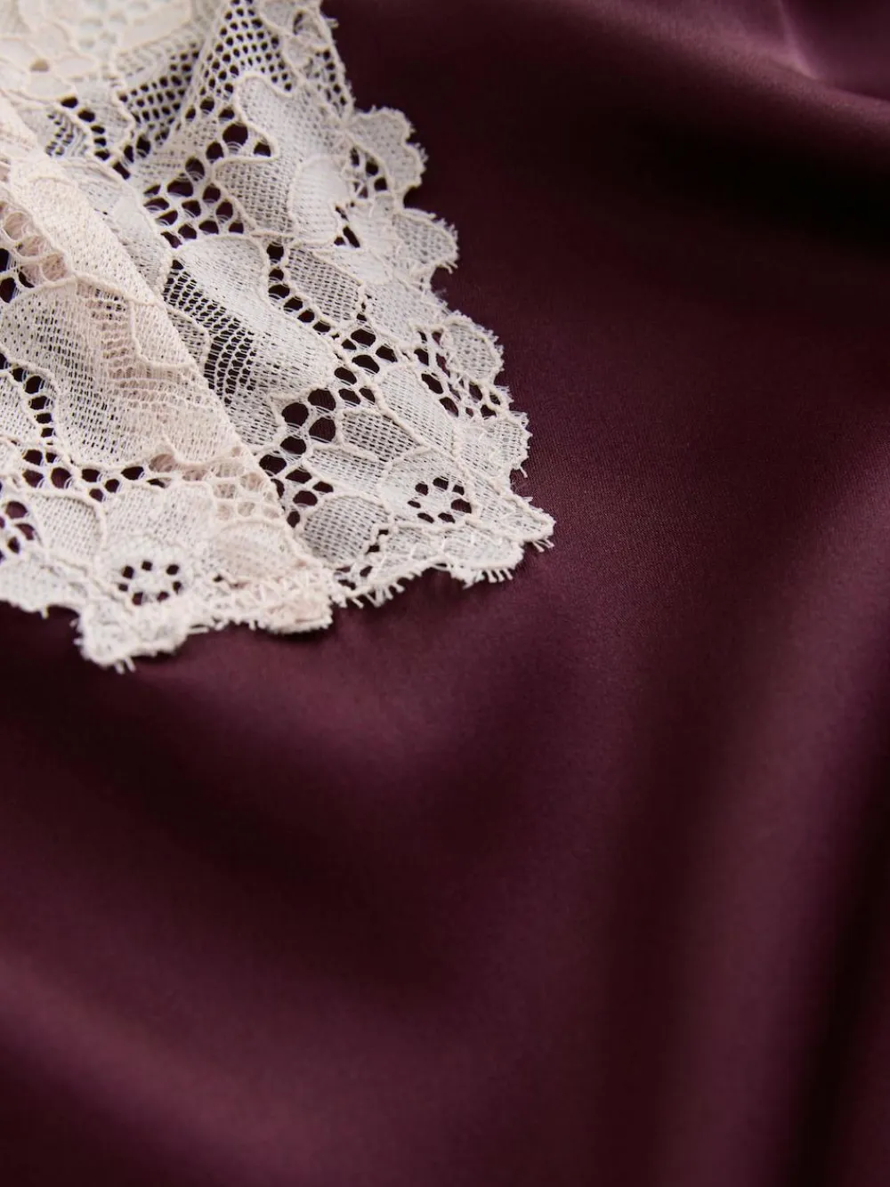 Next Burgundy Red Lace Detail Satin Slip