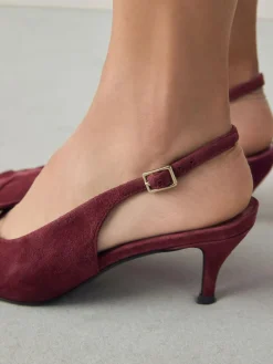 Next Leather Cutout Hardware Detail Slingback Heels^Women Wide Fit & Extra Wide Fit|Heels