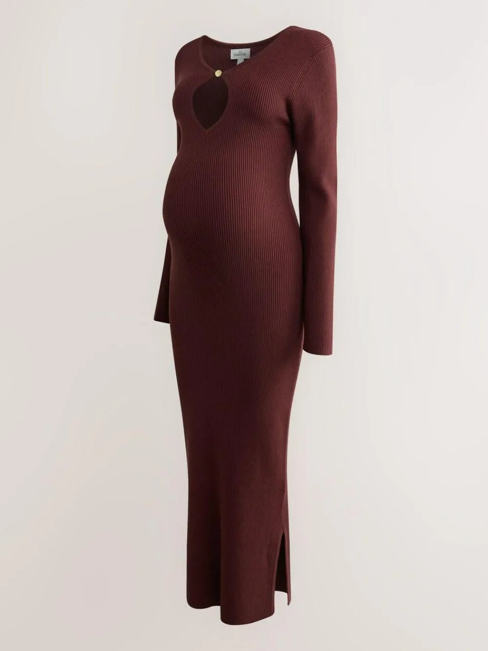 Online Next Maternity Knitted Keyhole Dress Burgundy Red