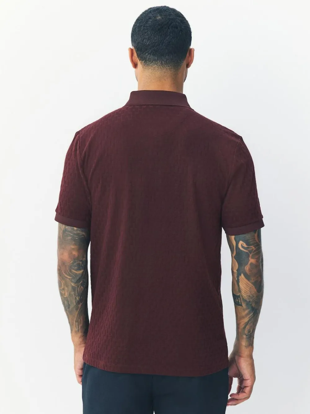 Next Burgundy Red Regular Fit N.Premium Smart Jaquard Polo Shirt^ Tops & T-Shirts