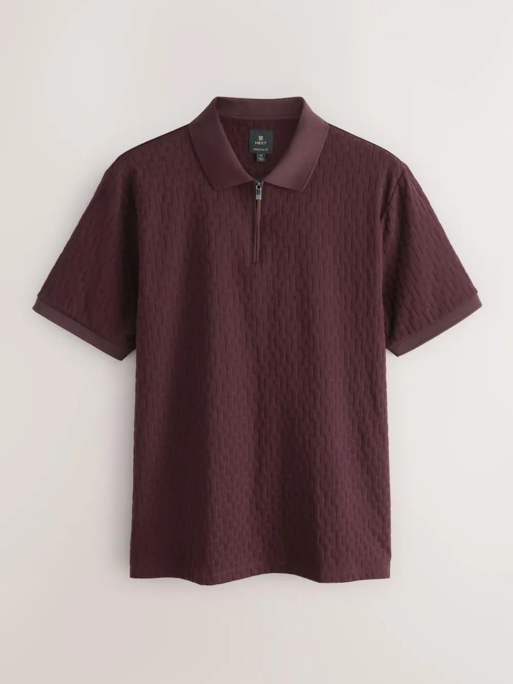 Next Burgundy Red Regular Fit N.Premium Smart Jaquard Polo Shirt^ Tops & T-Shirts