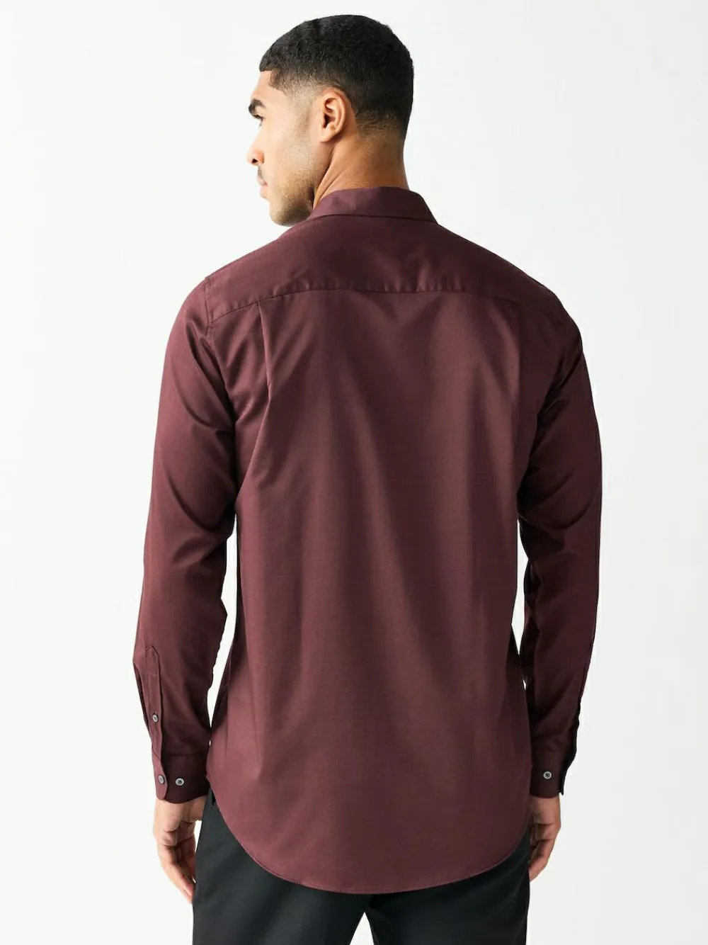 Next Burgundy Red Regular Fit Easy Care Textured Single Cuff Smart Shirt^ Shirts