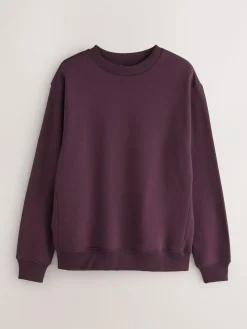 Next Burgundy Red Regular Fit Heavyweight Cotton Rich Crew Neck Sweatshirt^ Nightwear|Sweatshirts & Hoodies