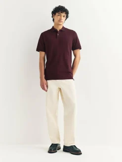 Best Next Burgundy Red Slim Fit Short Sleeve Pique Polo Shirt