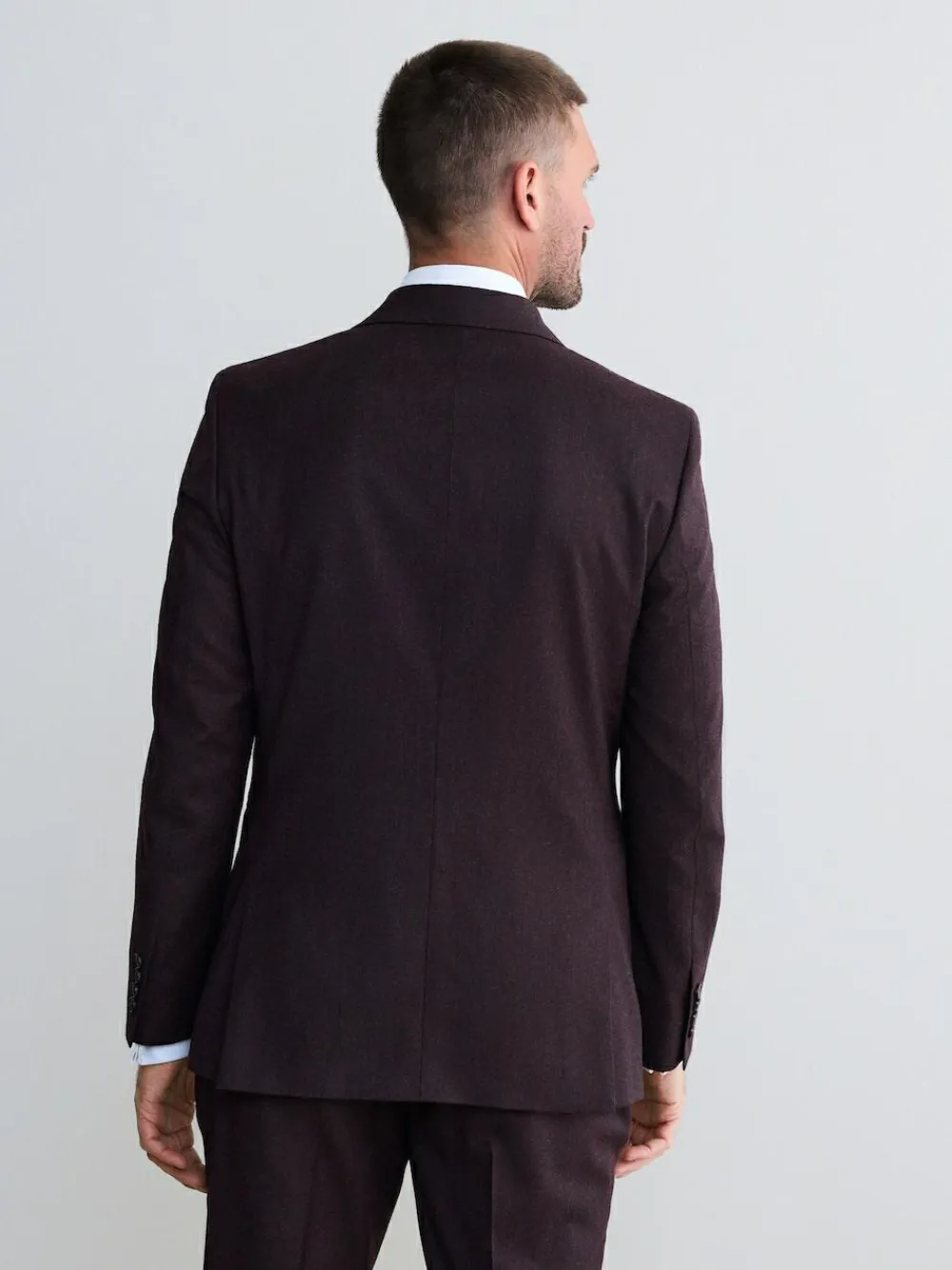 Discount Next Slim Fit Signature Zignone Italian Wool Cashmere Blend Flannel Suit Jacket Burgundy Red