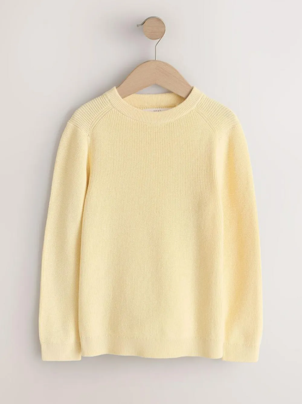 Best Next Buttermilk Yellow Without Stag Cotton Crew Neck Knitted Jumper (3-16yrs)
