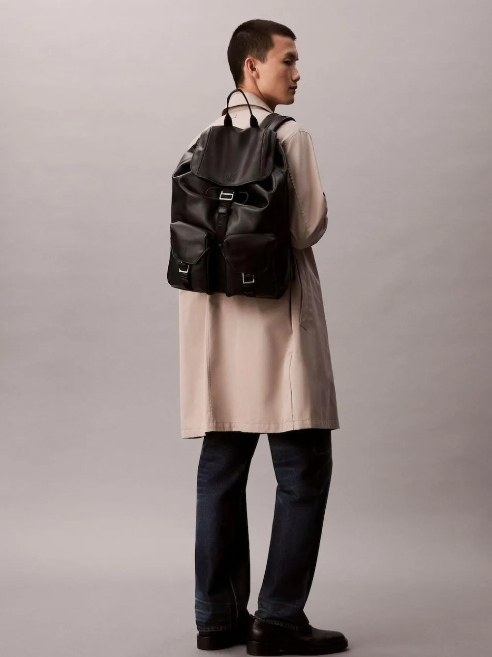 Clearance Calvin Klein Black Cargo Top Flap Backpack
