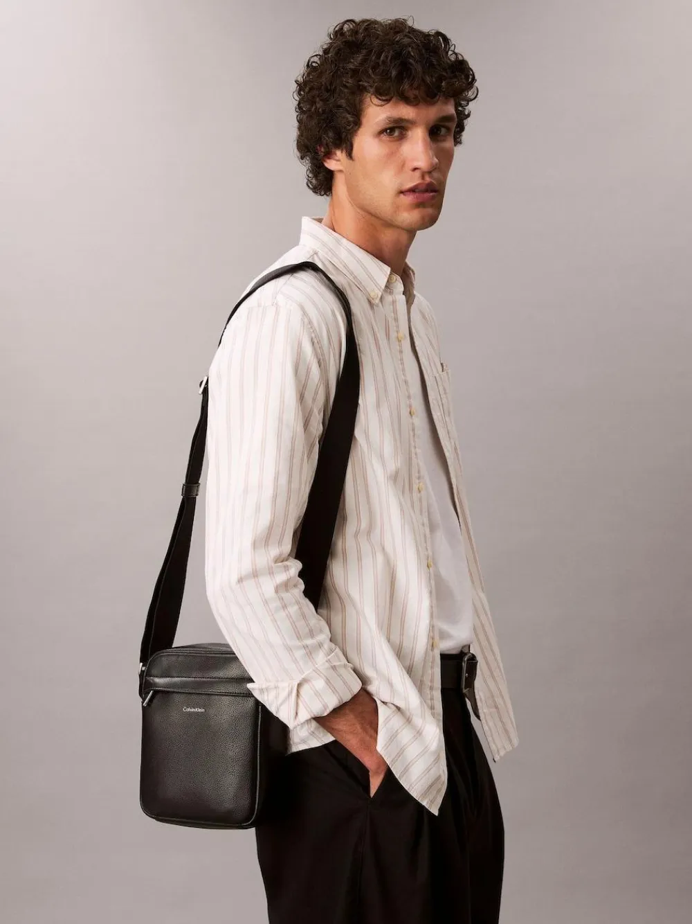 Sale Calvin Klein Black Raised Reporter Bag