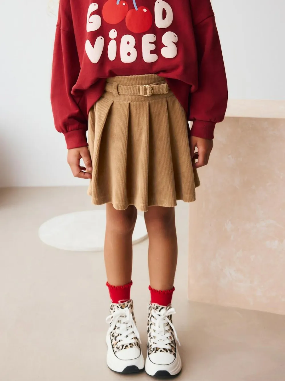 Online Next Cord Skirt (3-16yrs) Camel Brown