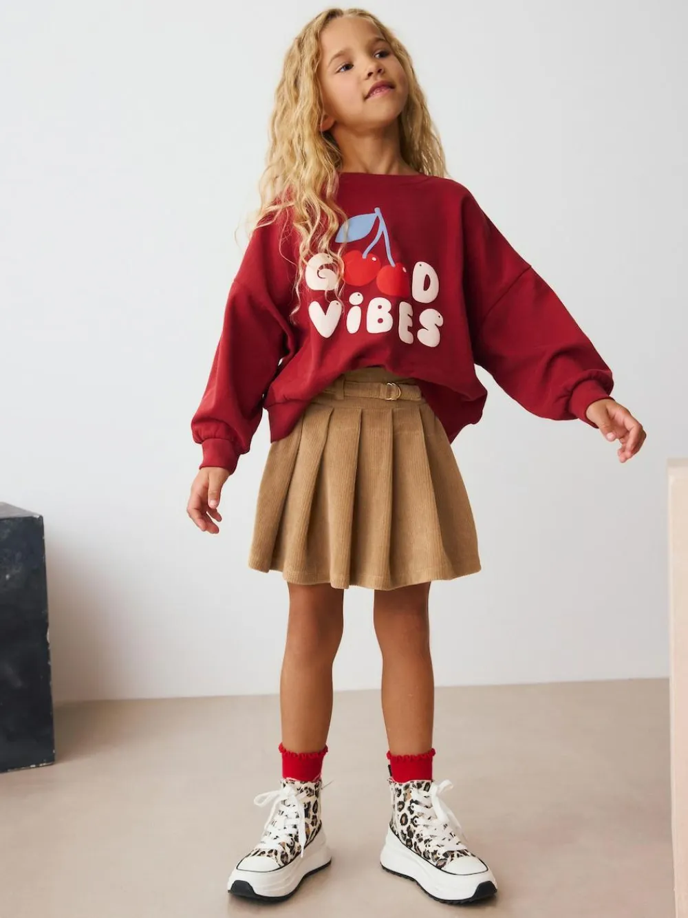 Online Next Cord Skirt (3-16yrs) Camel Brown