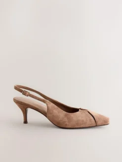 Next Leather Cutout Hardware Detail Slingback Heels^Women Heels