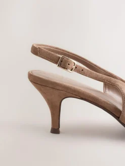 Next Leather Cutout Hardware Detail Slingback Heels^Women Heels