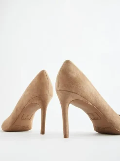 Online Next Camel Suede Standard/Wide Fit Leather Mid Court Shoes