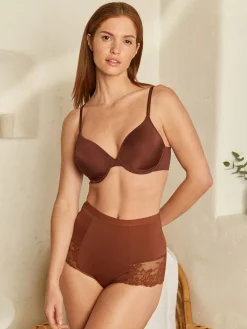 Clearance Next Print Tummy Control Shaping Lace Back Brazilian Knickers 2 Pack Caramel Nude