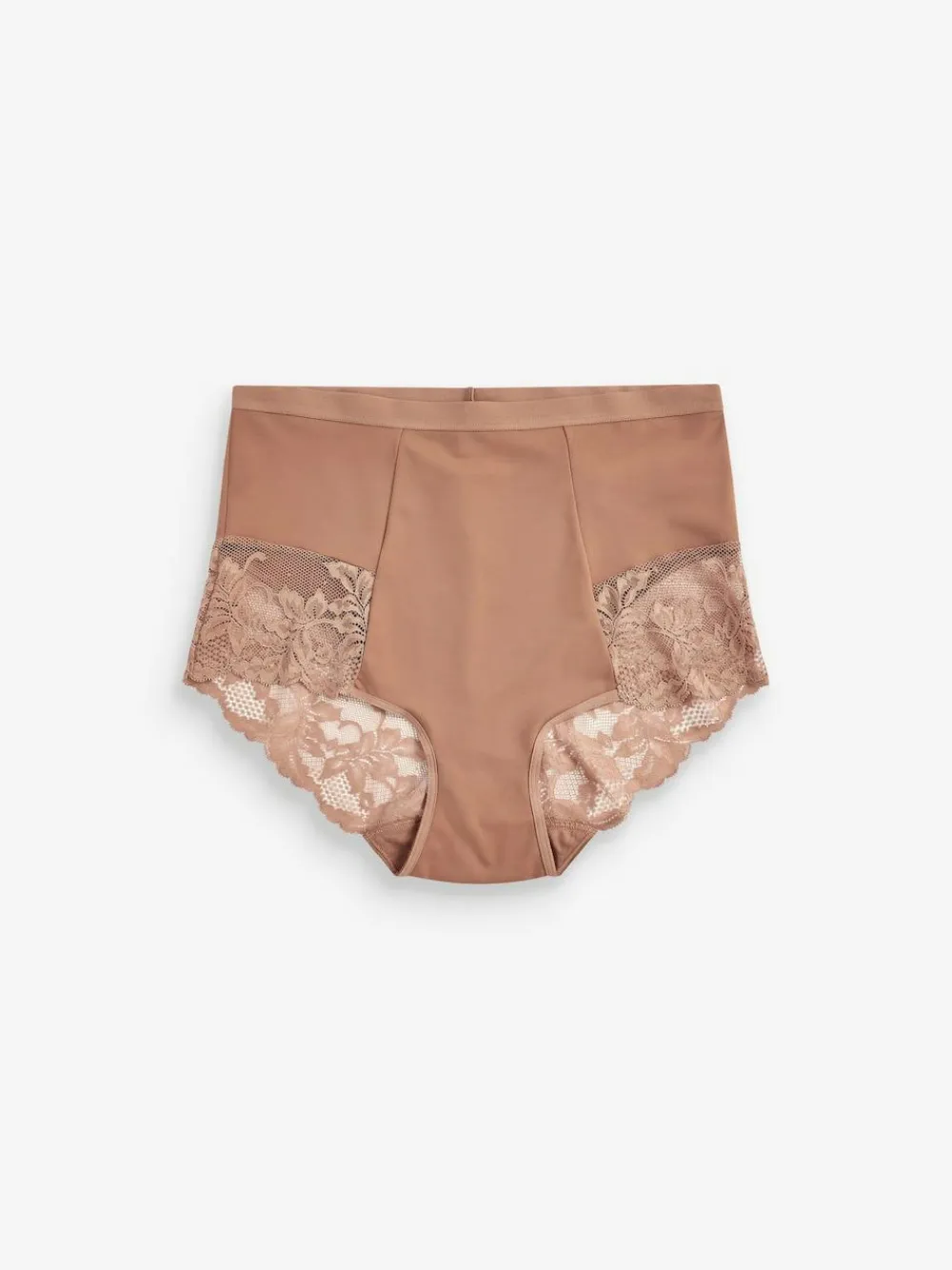 Clearance Next Print Tummy Control Shaping Lace Back Brazilian Knickers 2 Pack Caramel Nude