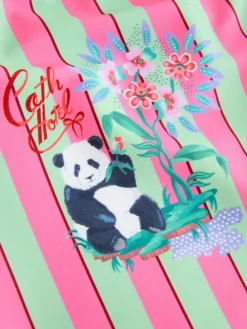 Outlet Cath Kidston Frill Swimsuit (3mths-7yrs) Pink/Green Stripe Panda