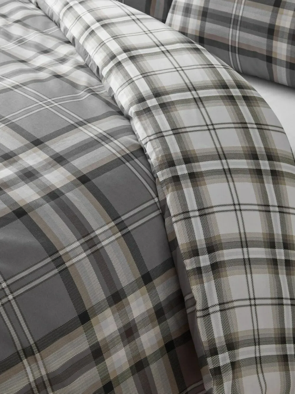 Best Catherine Lansfield Kelso Check Easy Care Duvet Cover and Pillowcase Set Grey