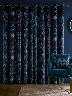 Catherine Lansfield Navy Blue Curtains^ Curtains & Blinds