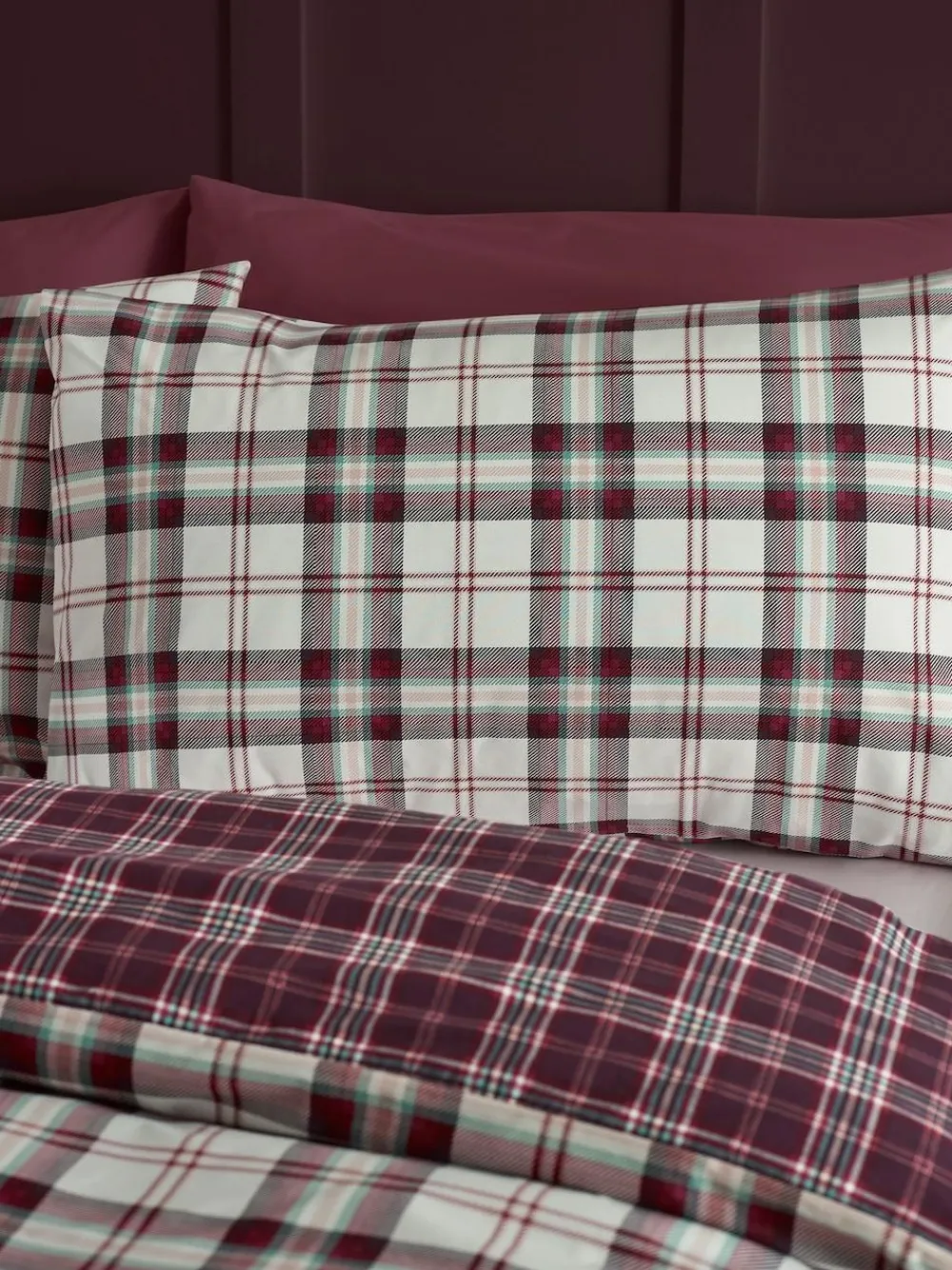 Catherine Lansfield Kelso Check Easy Care Duvet Cover and Pillowcase Set^ Branded Bedlinen