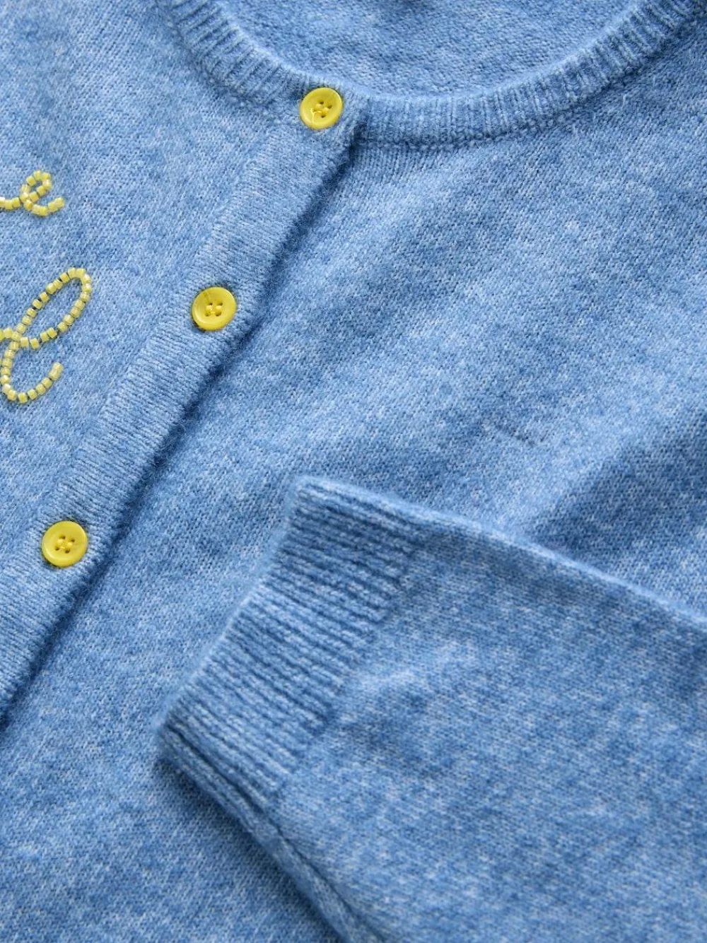 Clearance Next Chambray Blue Embellished Crew Neck Knitted Cardigan With Wool