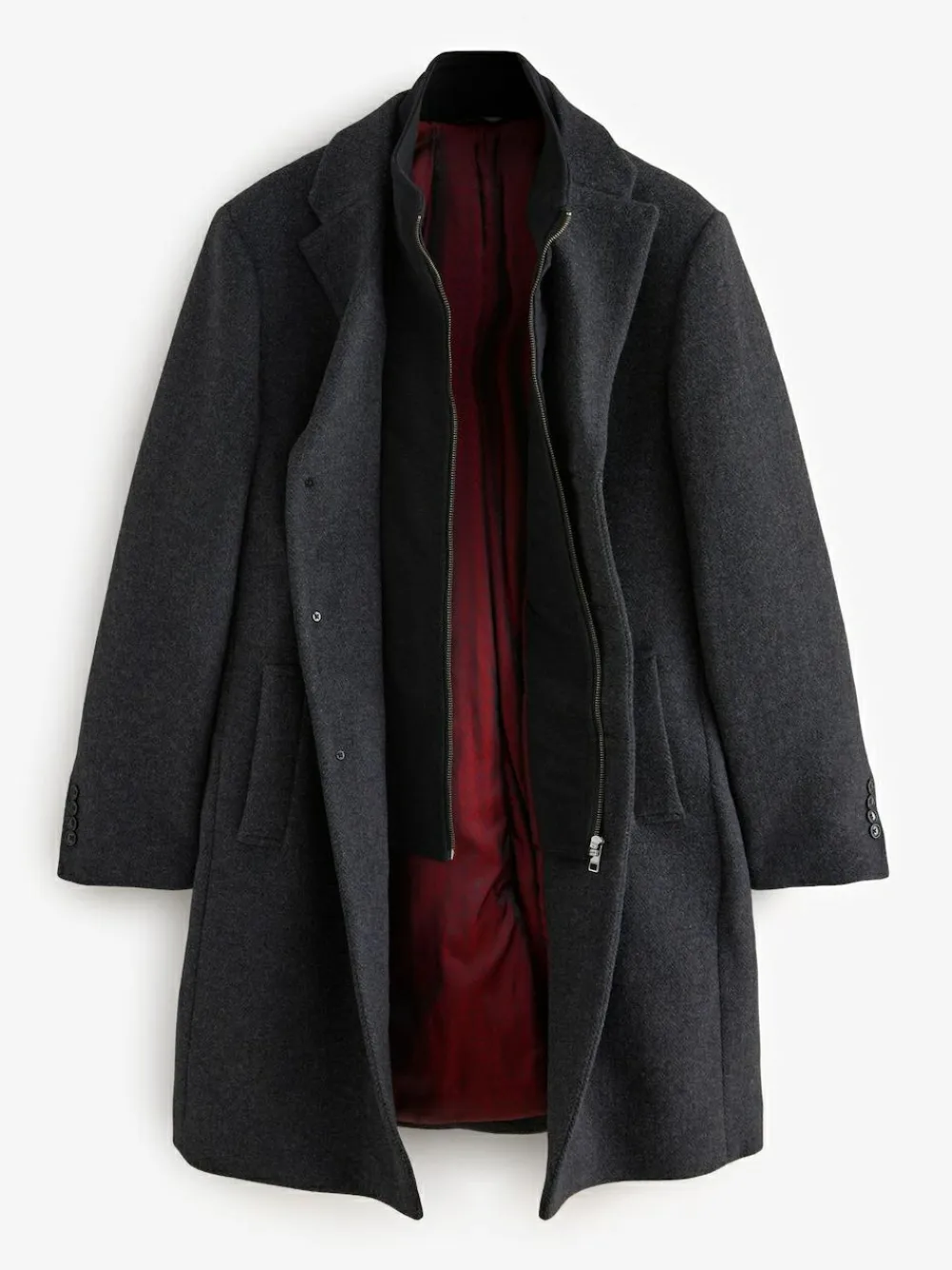 Sale Next Signature Soft Touch Wool Rich Padded Italian Fabric Funnel Neck Coat Charcoal Grey