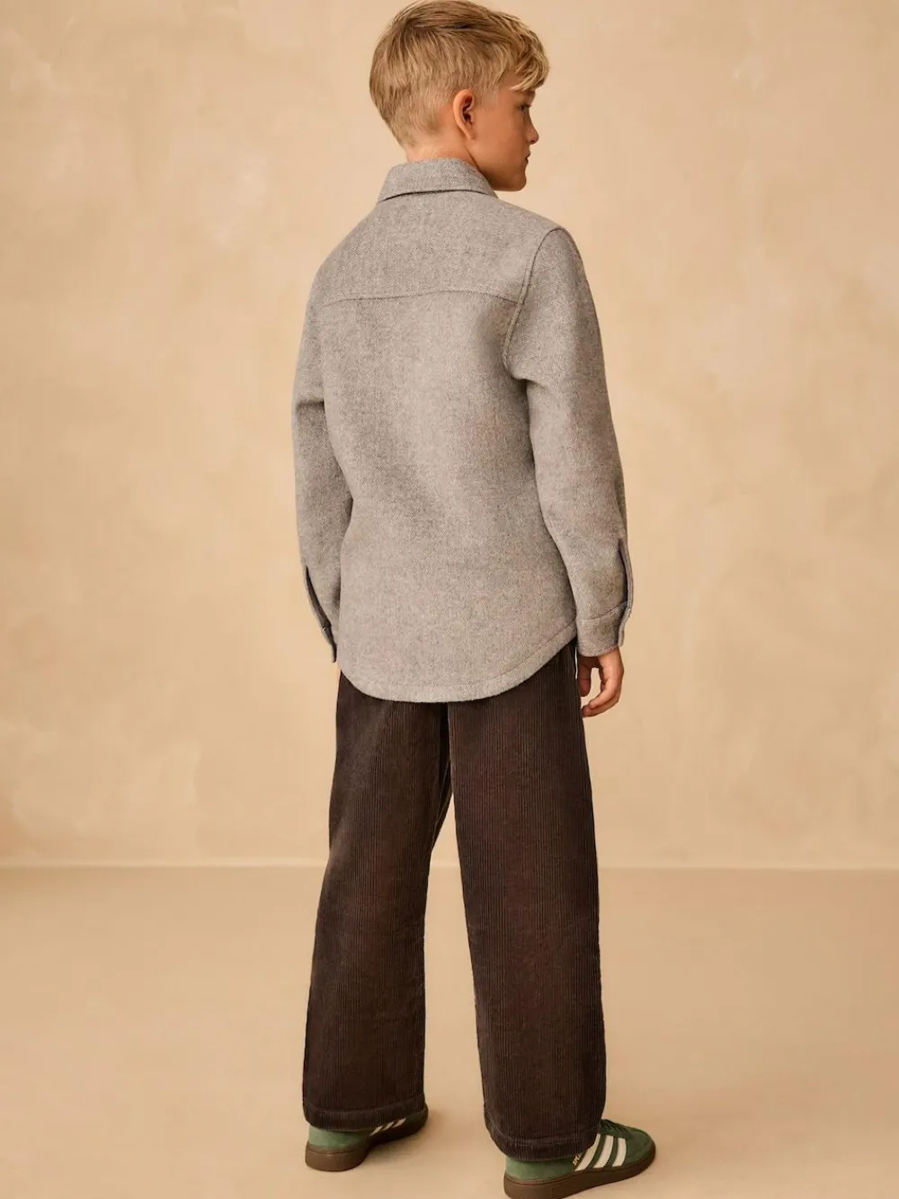 Next Wide Fit Corduroy Pull On Trousers (3-16yrs) Charcoal Grey