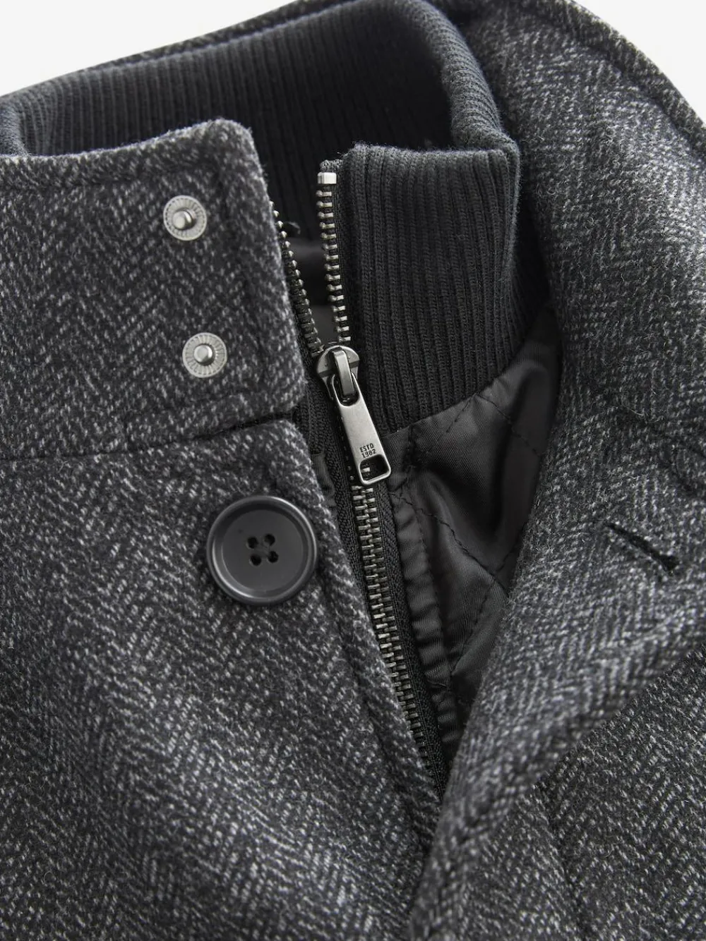 Next Wool Blend Mock Gilet Herringbone Padded Coat^ Coats & Jackets|Coats & Jackets