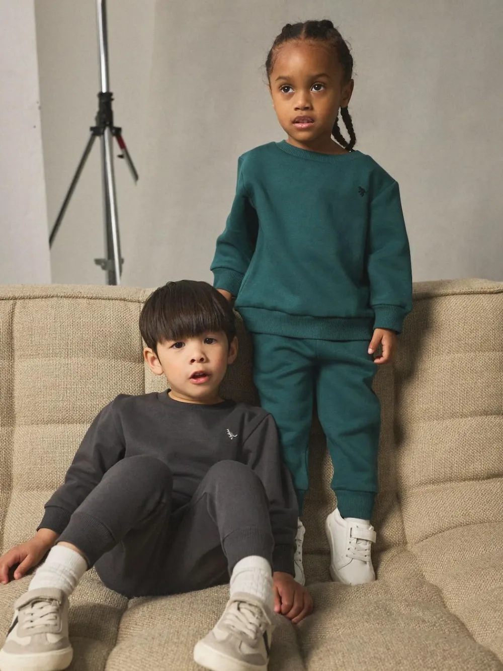 Clearance Next Sweatshirt and Joggers Set 2 Pack (3mths-7yrs) Charcoal Grey/Green